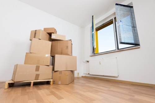 Apartment moving scene with boxes and stairs in Waterloo