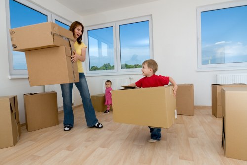Household furniture and boxes arranged for a move in Waterloo